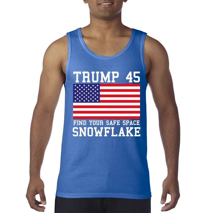 Donald Trump 45 Find Your Safe Space Snowflake USA Tank Top