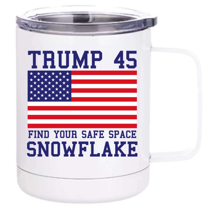 Donald Trump 45 Find Your Safe Space Snowflake USA Front & Back 12oz Stainless Steel Tumbler Cup