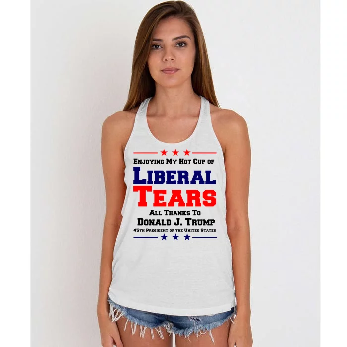 Donald Trump 45TH PRESIDENT POTUS Liberal Tears Women's Knotted Racerback Tank