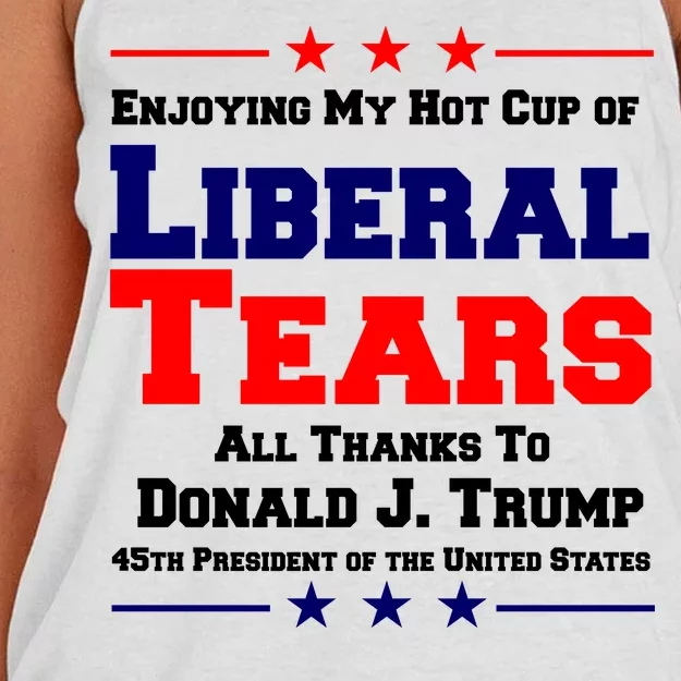 Donald Trump 45TH PRESIDENT POTUS Liberal Tears Women's Knotted Racerback Tank