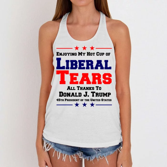 Donald Trump 45TH PRESIDENT POTUS Liberal Tears Women's Knotted Racerback Tank