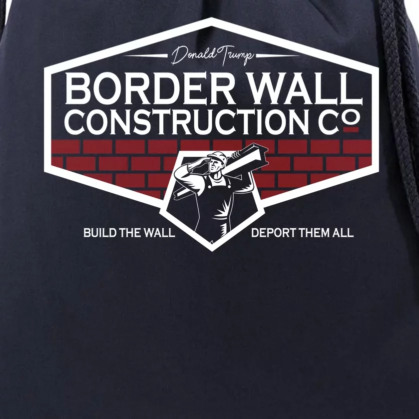 Donald Trump Border Wall Construction Drawstring Bag