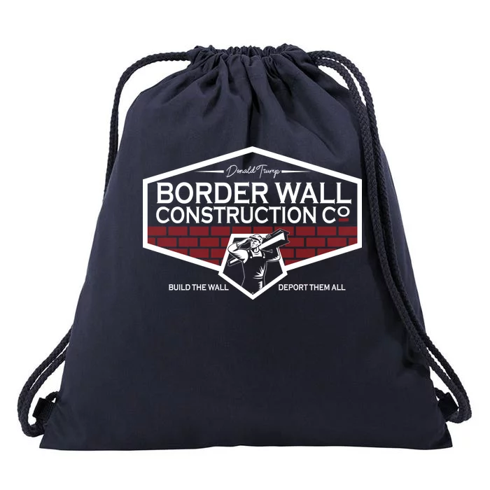 Donald Trump Border Wall Construction Drawstring Bag