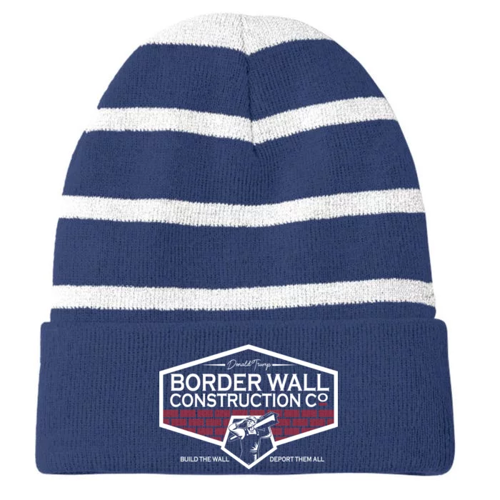 Donald Trump Border Wall Construction Striped Beanie with Solid Band