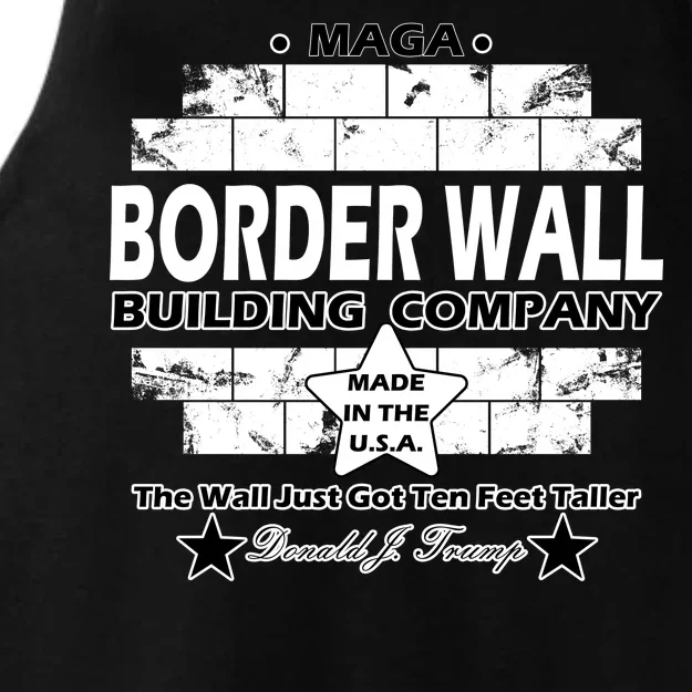 Donald Trump Border Wall Construction Company Ladies Tri-Blend Wicking Tank