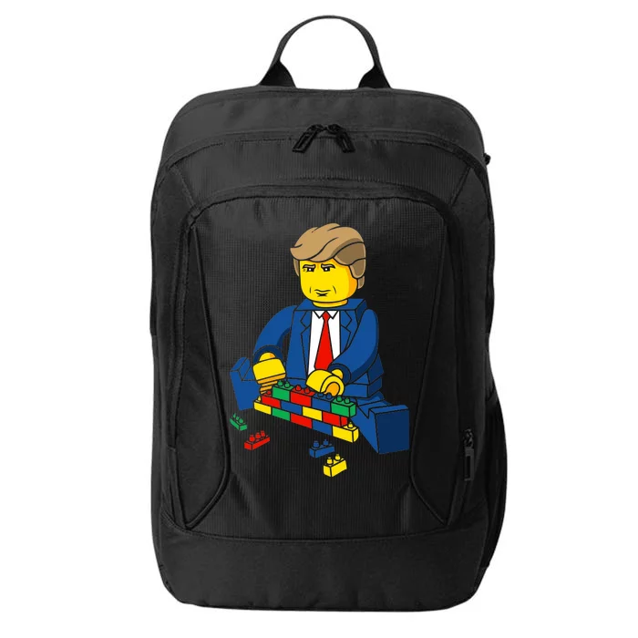 Donald Trump Building a Wall out of Toys City Backpack