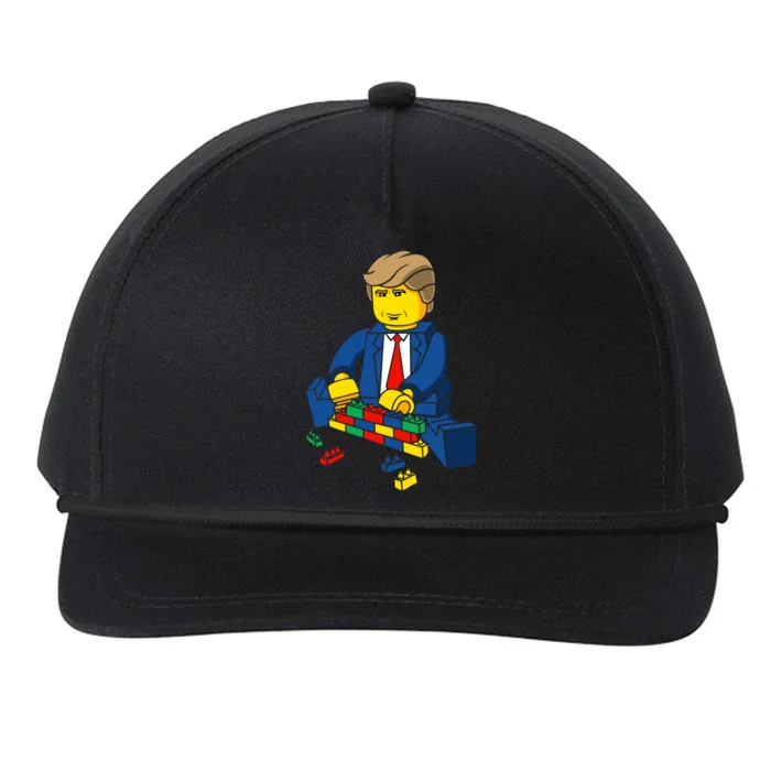 Donald Trump Building a Wall out of Toys Snapback Five-Panel Rope Hat