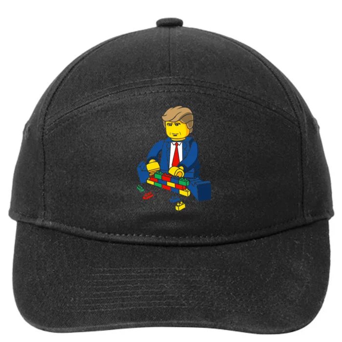 Donald Trump Building a Wall out of Toys 7-Panel Snapback Hat