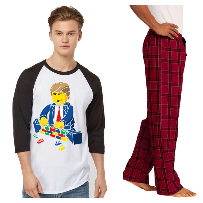 Donald Trump Building a Wall out of Toys Raglan Sleeve Pajama Set