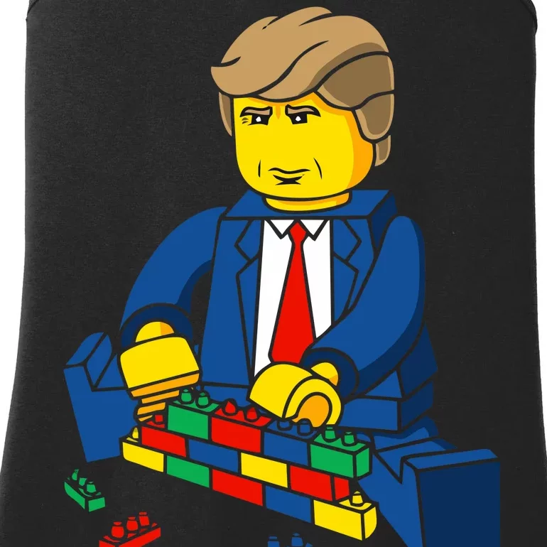 Donald Trump Building a Wall out of Toys Ladies Essential Tank