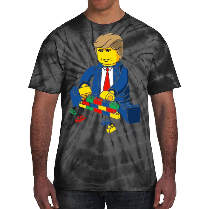 Donald Trump Building a Wall out of Toys Tie-Dye T-Shirt