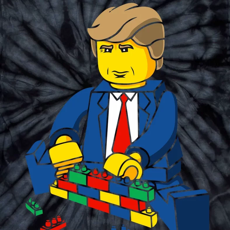 Donald Trump Building a Wall out of Toys Tie-Dye T-Shirt