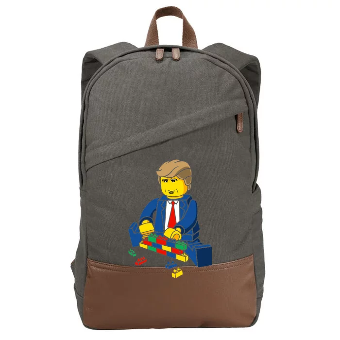 Donald Trump Building a Wall out of Toys Cotton Canvas Backpack