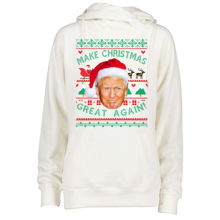 Donald Trump Christmas Womens Funnel Neck Pullover Hood