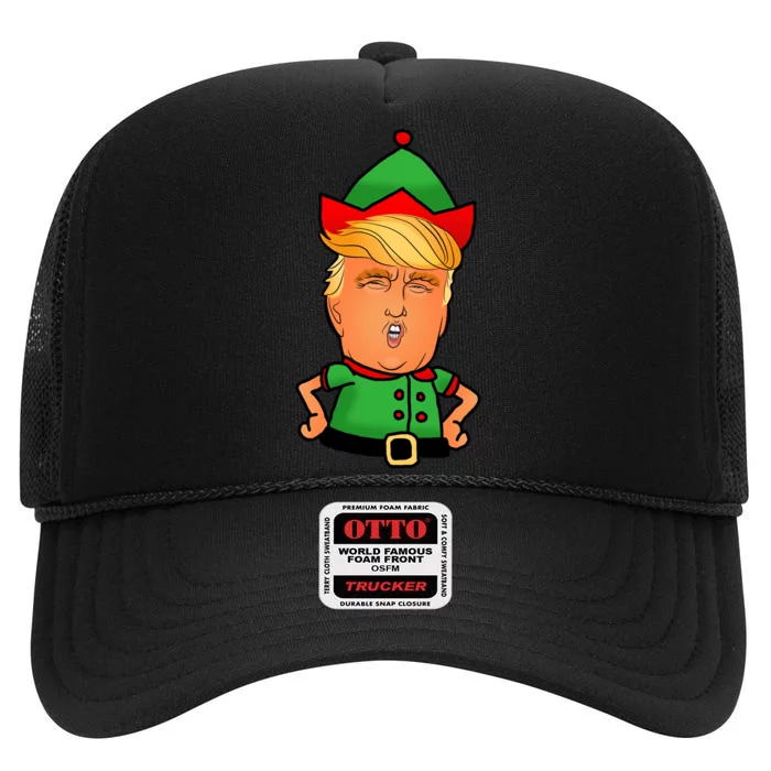 Donald Trump Christmas Elf High Crown Mesh Trucker Hat