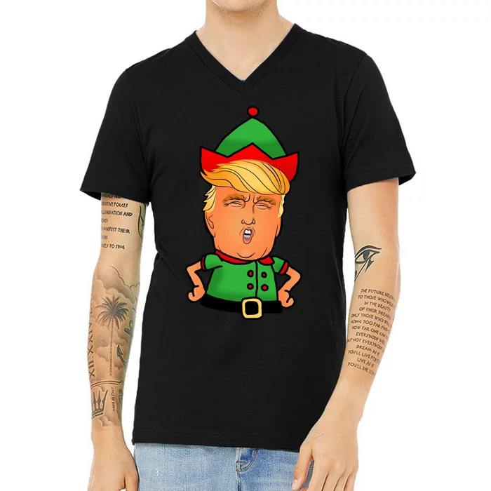 Donald Trump Christmas Elf V-Neck T-Shirt