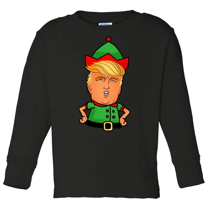 Donald Trump Christmas Elf Toddler Long Sleeve Shirt