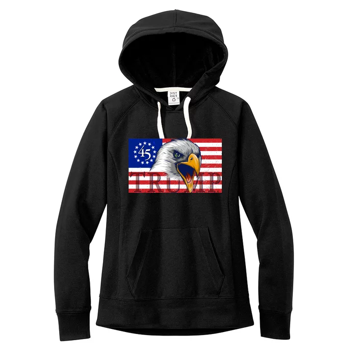 Donald Trump Eagle Betsy Ross Flag Women's Fleece Hoodie