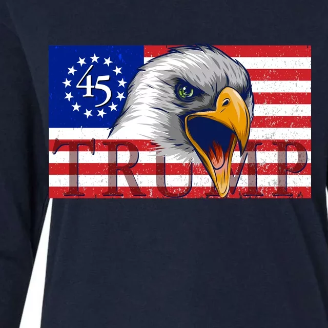 Donald Trump Eagle Betsy Ross Flag Womens Cotton Relaxed Long Sleeve T-Shirt