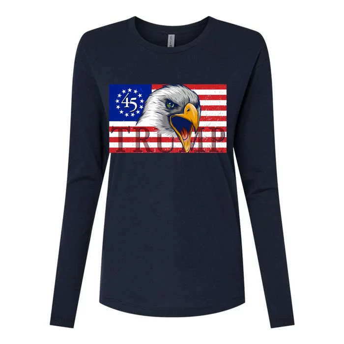 Donald Trump Eagle Betsy Ross Flag Womens Cotton Relaxed Long Sleeve T-Shirt