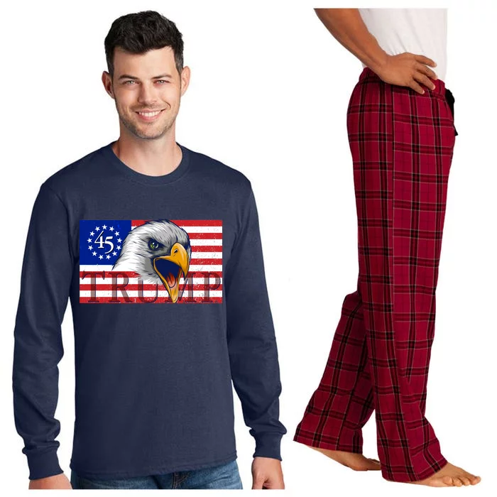 Donald Trump Eagle Betsy Ross Flag Long Sleeve Pajama Set