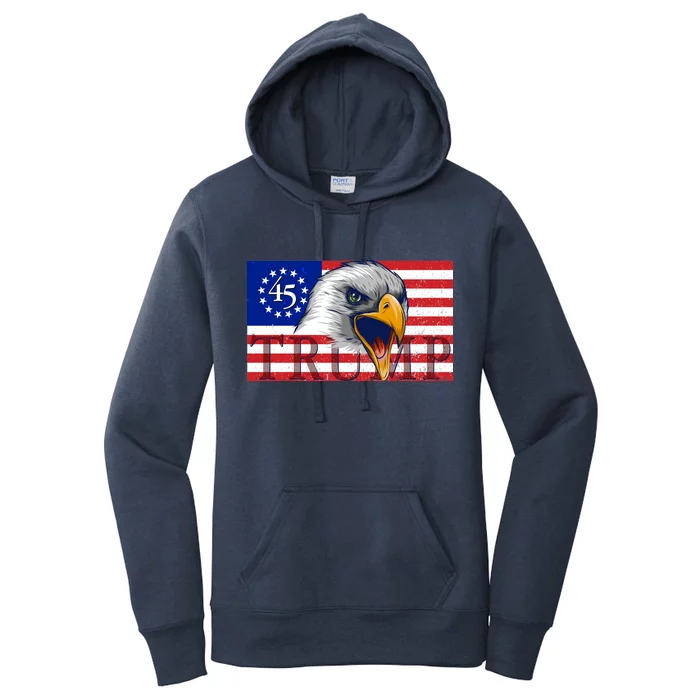 Donald Trump Eagle Betsy Ross Flag Women's Pullover Hoodie