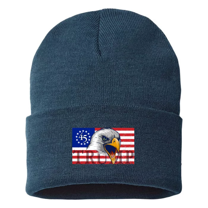 Donald Trump Eagle Betsy Ross Flag Sustainable Knit Beanie