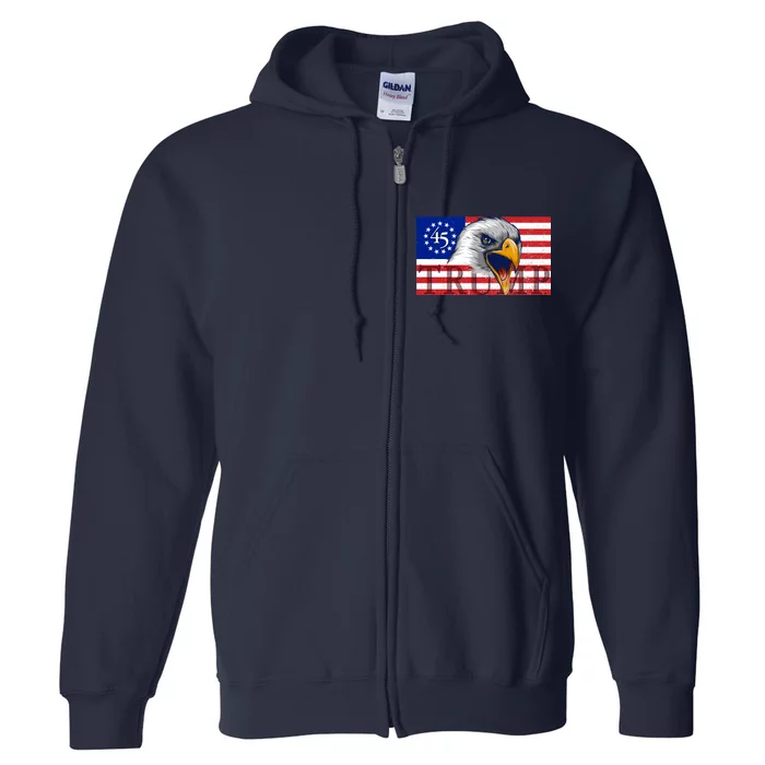 Donald Trump Eagle Betsy Ross Flag Full Zip Hoodie