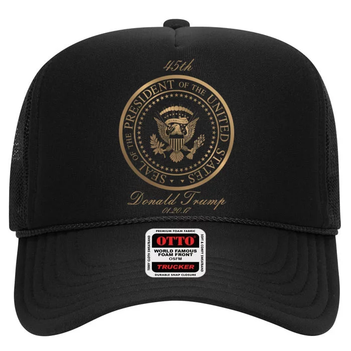 Donald Trump Gold Seal - 45th President High Crown Mesh Trucker Hat