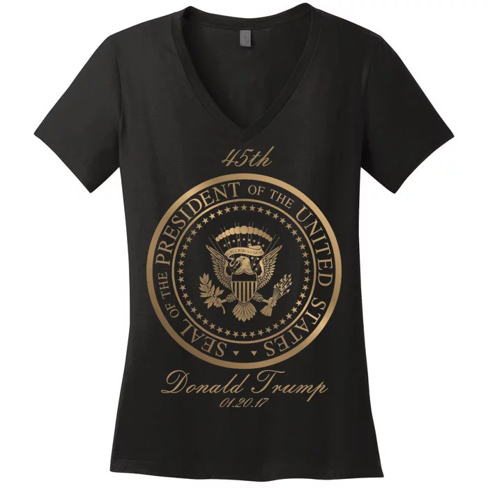 Donald Trump Gold Seal - 45th President Women's V-Neck T-Shirt