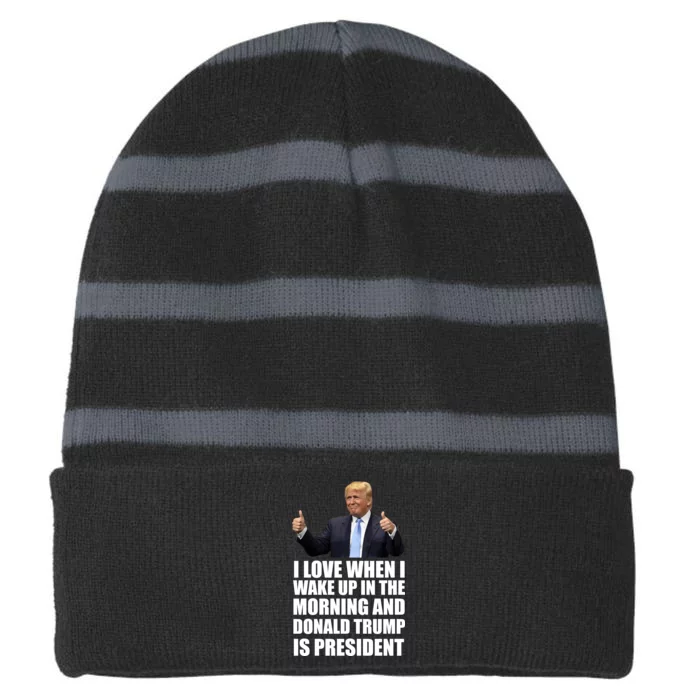 Donald Trump Is My President Striped Beanie with Solid Band