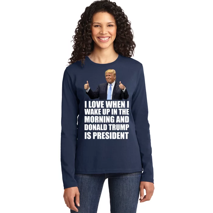 Donald Trump Is My President Ladies Long Sleeve Shirt