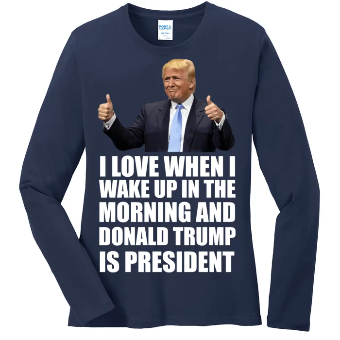 Donald Trump Is My President Ladies Long Sleeve Shirt