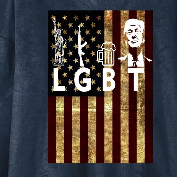 Donald Trump LGBT Liberity Guns Beer Trump USA Flag Hooded Wearable Blanket