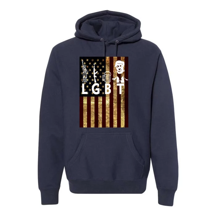 Donald Trump LGBT Liberity Guns Beer Trump USA Flag Premium Hoodie