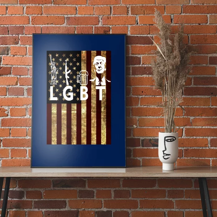 Donald Trump LGBT Liberity Guns Beer Trump USA Flag Poster