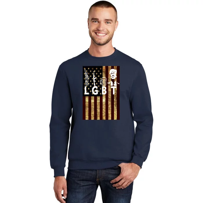 Donald Trump LGBT Liberity Guns Beer Trump USA Flag Tall Sweatshirt