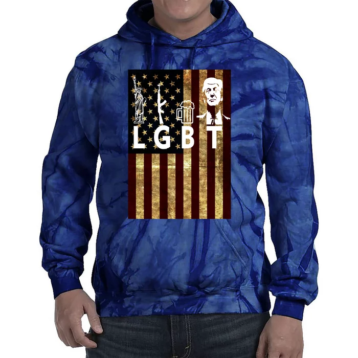 Donald Trump LGBT Liberity Guns Beer Trump USA Flag Tie Dye Hoodie