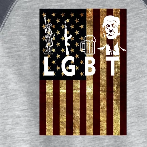 Donald Trump LGBT Liberity Guns Beer Trump USA Flag Toddler Fine Jersey T-Shirt