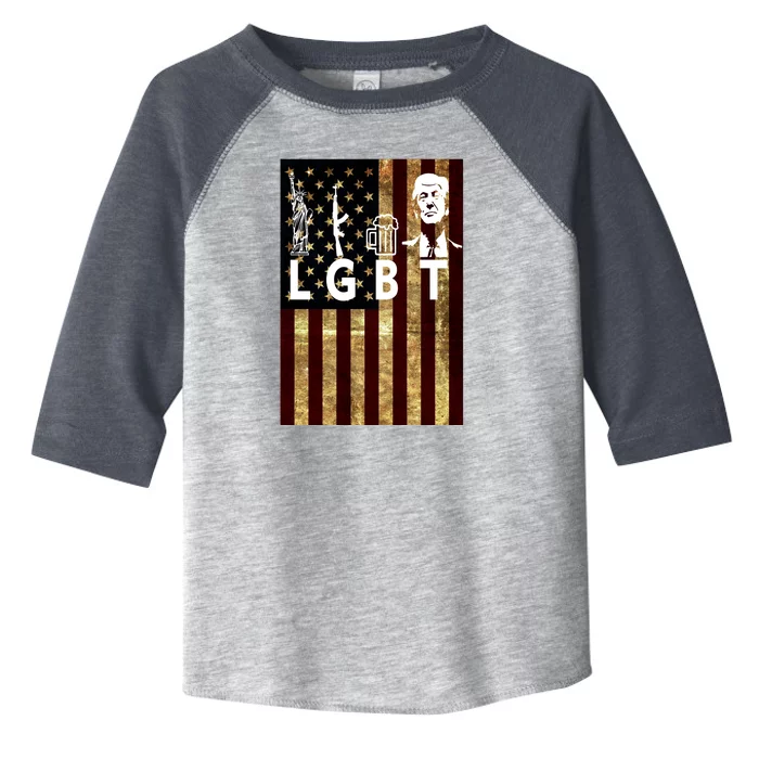 Donald Trump LGBT Liberity Guns Beer Trump USA Flag Toddler Fine Jersey T-Shirt