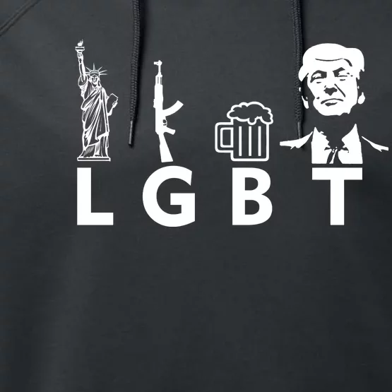 Donald Trump LGBT Liberty Guns Beer Trump Performance Fleece Hoodie