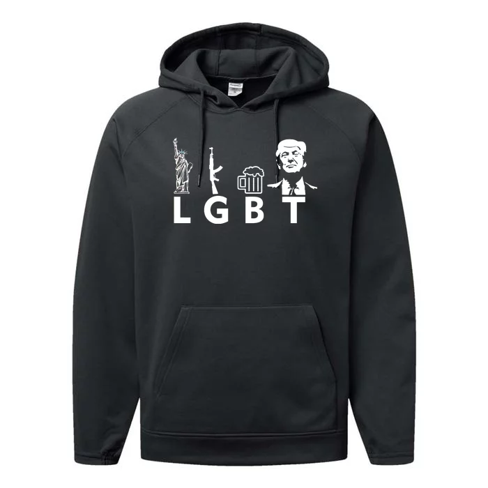 Donald Trump LGBT Liberty Guns Beer Trump Performance Fleece Hoodie