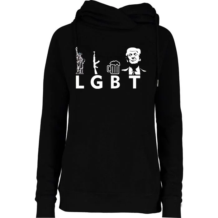 Donald Trump LGBT Liberty Guns Beer Trump Womens Funnel Neck Pullover Hood