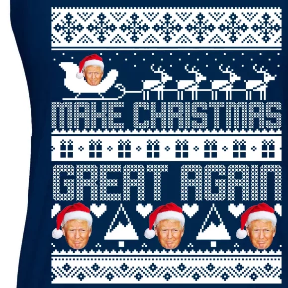 Donald Trump Make Christmas Great Again Ugly Christmas Ladies Essential Flowy Tank