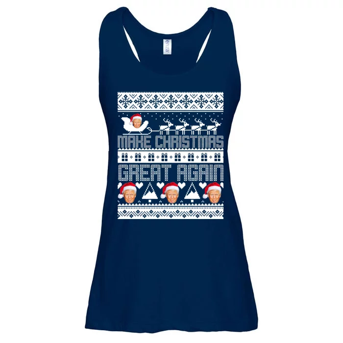 Donald Trump Make Christmas Great Again Ugly Christmas Ladies Essential Flowy Tank