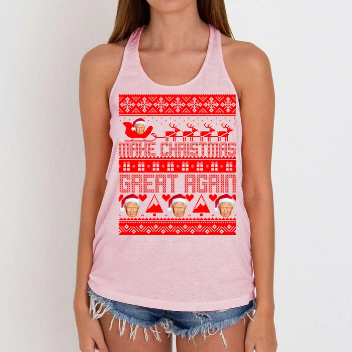 Donald Trump Make Christmas Great Again Ugly Christmas Women's Knotted Racerback Tank