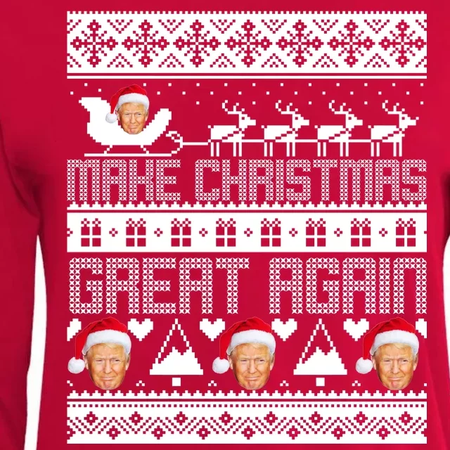 Donald Trump Make Christmas Great Again Ugly Christmas Womens Cotton Relaxed Long Sleeve T-Shirt