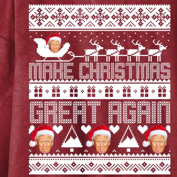 Donald Trump Make Christmas Great Again Ugly Christmas Hooded Wearable Blanket