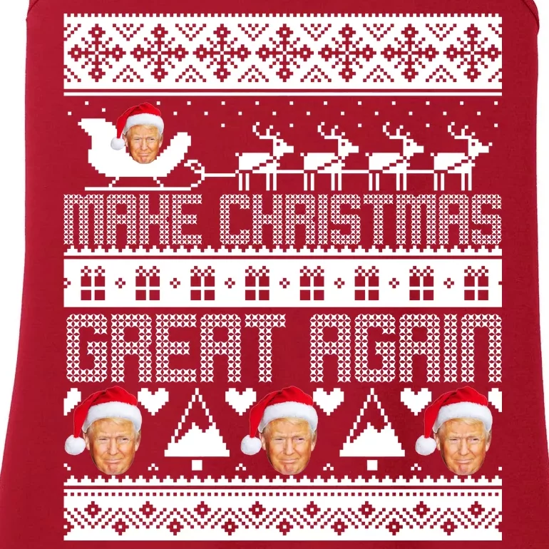 Donald Trump Make Christmas Great Again Ugly Christmas Ladies Essential Tank