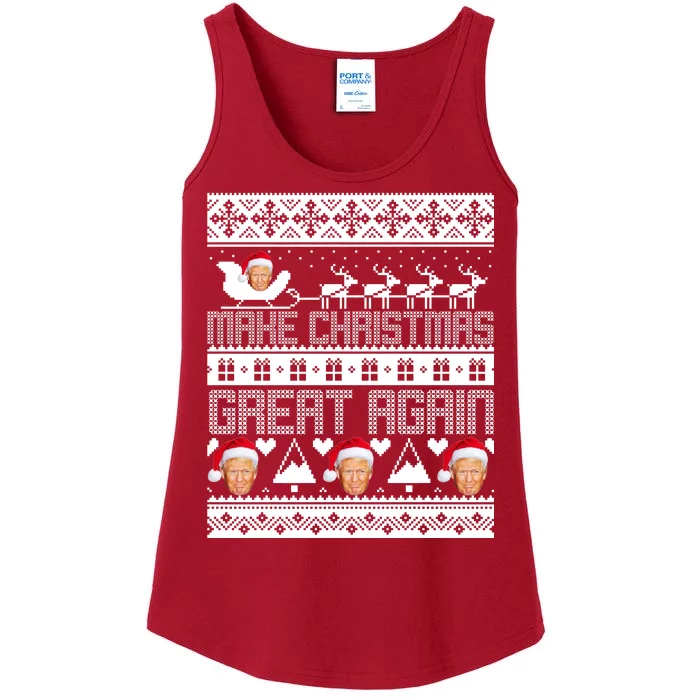 Donald Trump Make Christmas Great Again Ugly Christmas Ladies Essential Tank